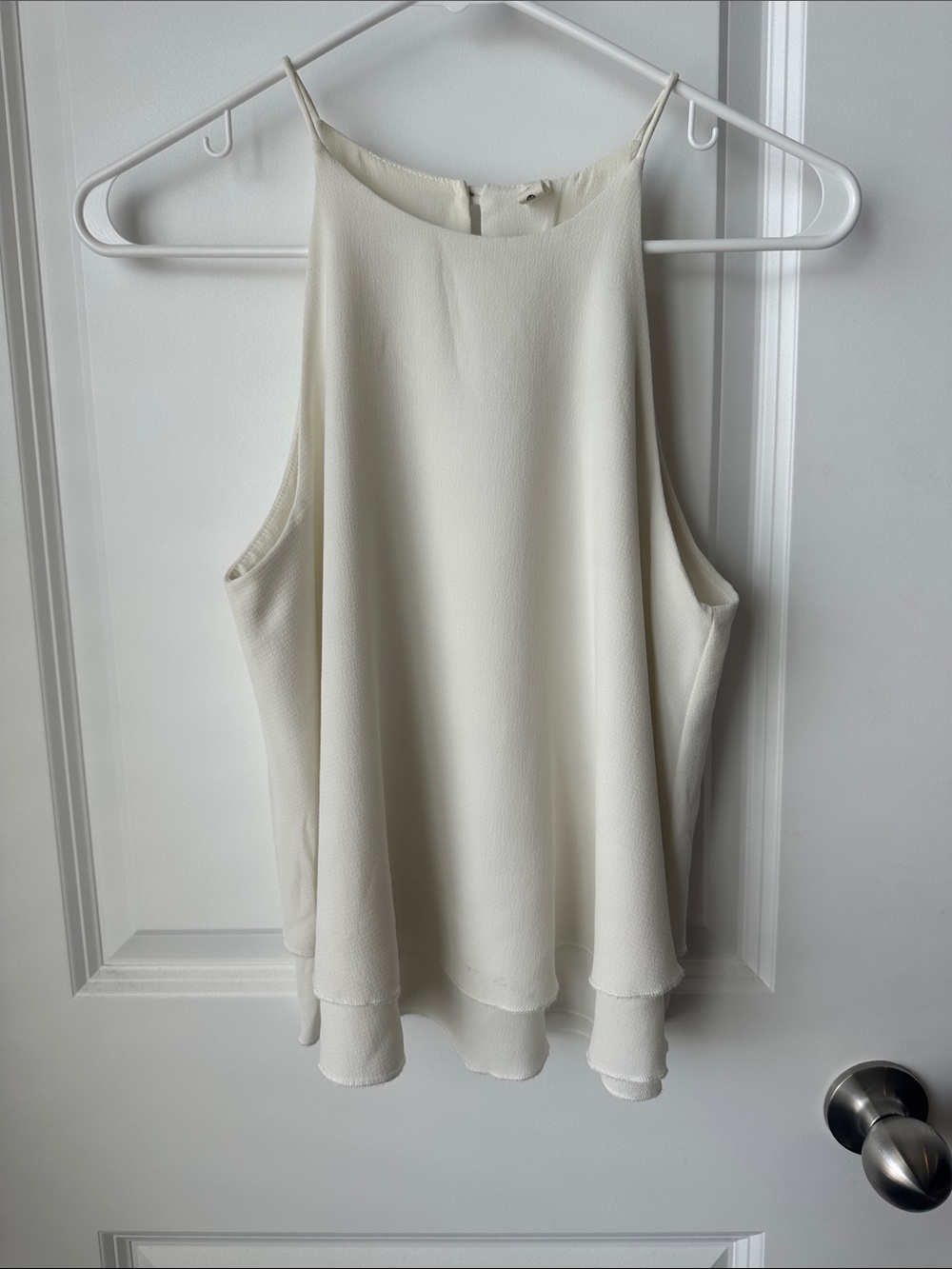 Women's Cream Halter Tank Top - Lightweight Layered Cami